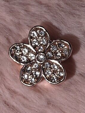 NWOT Rose Gold Color Pandora Style Large Daisy Bead W/Beautiful White Crystals